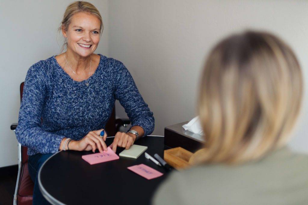 Coach in consultation with client